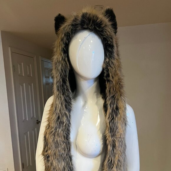 SpiritHoods Accessories - Spirit Hoods Red Fox Faux Fur Hood Ears Pockets Scarf